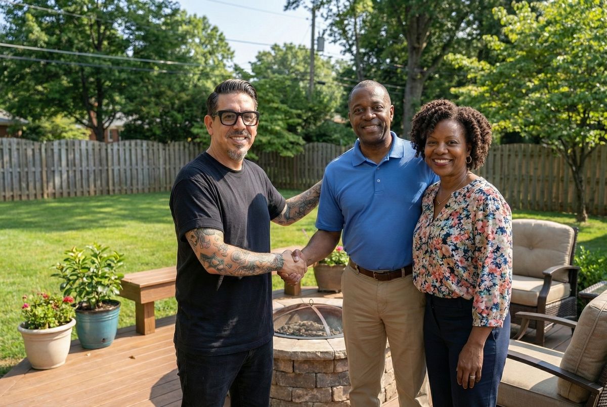 Vaughn Ramcharitar with homeowners